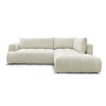 Colțar bej extensibil/cu spațiu de depozitare (cu colț pe partea dreaptă/în formă de ”L”) Fuji – Bobochic Paris