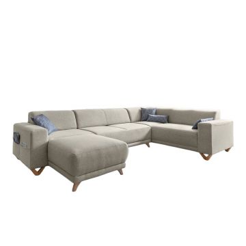 Colțar bej extensibil/cu spațiu de depozitare (cu colț pe partea dreaptă/în formă de 