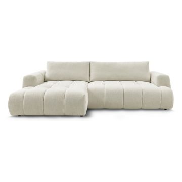 Colțar bej extensibil/cu spațiu de depozitare (cu colț pe partea stângă/cu șezlong) Fuji – Bobochic Paris