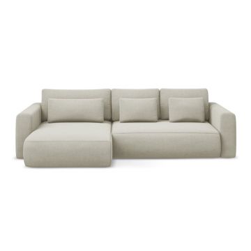 Colțar bej extensibil/cu spațiu de depozitare (cu colț pe partea stângă/cu șezlong) Kapua – Makamii