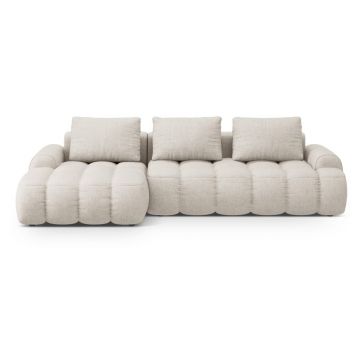 Colțar bej extensibil/cu spațiu de depozitare (cu colț pe partea stângă/cu șezlong) Linz – Cosmopolitan Design