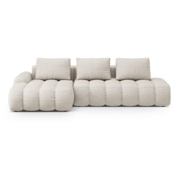 Colțar bej extensibil/cu spațiu de depozitare (cu colț pe partea stângă/cu șezlong) Linz – Cosmopolitan Design