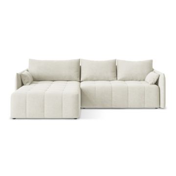 Colțar bej extensibil/cu spațiu de depozitare (cu colț pe partea stângă/cu șezlong) Moku – Makamii