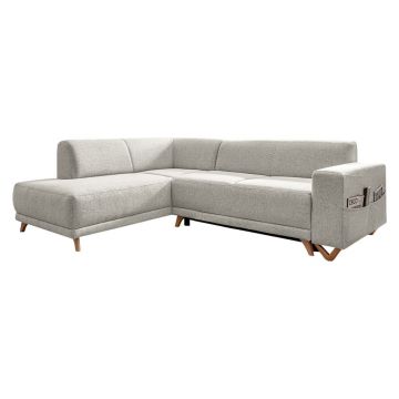 Colțar bej extensibil/cu spațiu de depozitare (cu colț pe partea stângă/în formă de ”L”) Classy Sophie – Miuform