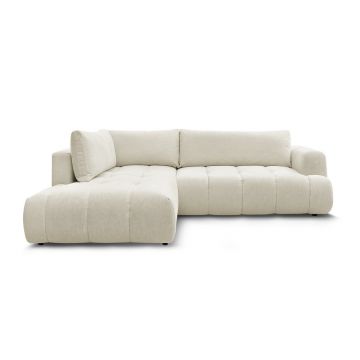 Colțar bej extensibil/cu spațiu de depozitare (cu colț pe partea stângă/în formă de ”L”) Fuji – Bobochic Paris