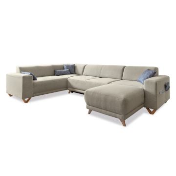 Colțar bej extensibil/cu spațiu de depozitare (cu colț pe partea stângă/în formă de 