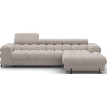Colțar bej extensibil/cu spațiu de depozitare cu tapițerie din catifea (cu colț pe partea dreaptă/cu șezlong) Felro – ELTAP