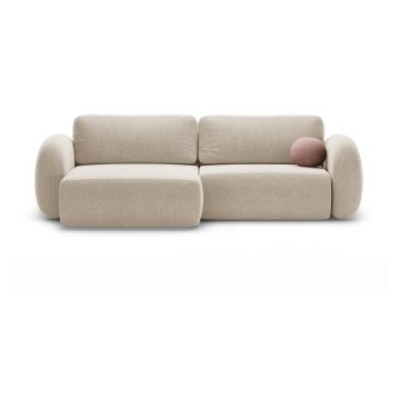 Colțar bej extensibil/cu spațiu de depozitare cu tapițerie din chenille Tonale – Cosmopolitan Design