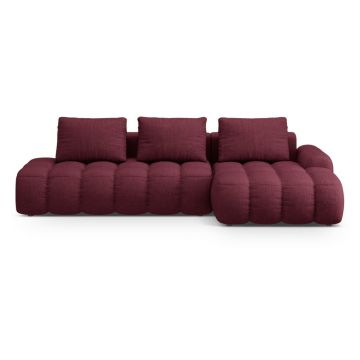 Colțar burgundy extensibil/cu spațiu de depozitare (cu colț pe partea dreaptă/cu șezlong) Linz – Cosmopolitan Design