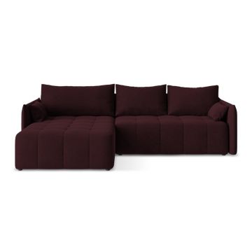 Colțar burgundy extensibil/cu spațiu de depozitare (cu colț pe partea stângă/cu șezlong) Moku – Makamii