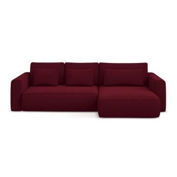 Colțar burgundy extensibil/cu spațiu de depozitare cu tapițerie din catifea (cu colț pe partea dreaptă/cu șezlong) Kapua – Makamii