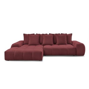 Colțar burgundy extensibil/cu spațiu de depozitare cu tapițerie din chenille (cu colț pe partea stângă/cu șezlong) Everest – Bobochic Paris