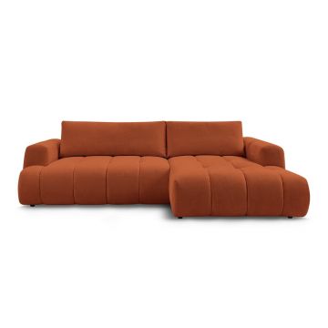 Colțar cărămiziu extensibil/cu spațiu de depozitare (cu colț pe partea dreaptă/cu șezlong) Fuji – Bobochic Paris