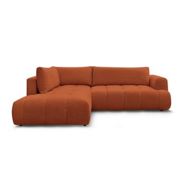 Colțar cărămiziu extensibil/cu spațiu de depozitare (cu colț pe partea stângă/în formă de ”L”) Fuji – Bobochic Paris