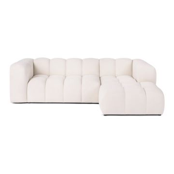 Colțar crem cu tapițerie din catifea (cu colț pe partea dreaptă, cu șezlong) Cube – Bonami Selection