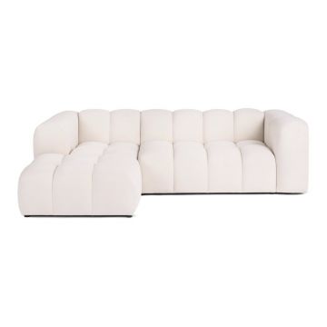 Colțar crem cu tapițerie din catifea (cu colț pe partea stângă, cu șezlong) Cube – Bonami Selection