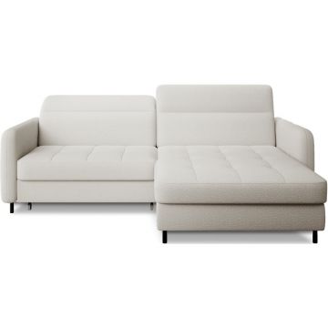 Colțar crem extensibil/cu spațiu de depozitare cu tapițerie din țesătură bouclé (cu colț pe partea dreaptă/cu șezlong) Gomsi – ELTAP