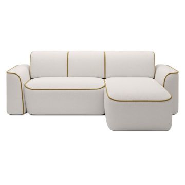 Colțar galben/crem cu tapițerie din țesătură bouclé (cu colț pe partea dreaptă/cu șezlong) Ume – ELTAP