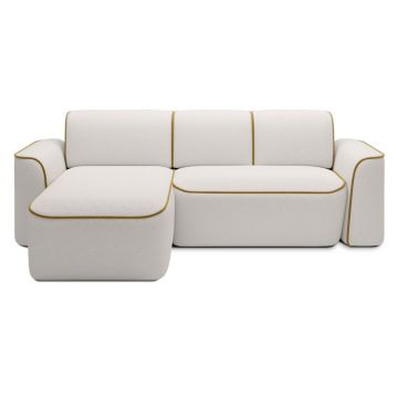 Colțar galben/crem cu tapițerie din țesătură bouclé (cu colț pe partea stângă/cu șezlong) Ume – ELTAP