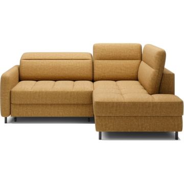 Colțar galben extensibil/cu spațiu de depozitare cu tapițerie din catifea (cu colț pe partea dreaptă/în formă de ”L”) Barea – ELTAP