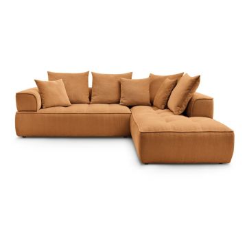 Colțar galben muștar cu tapițerie din chenille (cu colț pe partea dreaptă/în formă de ”L”) Whesley – Bobochic Paris