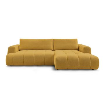 Colțar galben muștar extensibil/cu spațiu de depozitare (cu colț pe partea dreaptă/cu șezlong) Fuji – Bobochic Paris