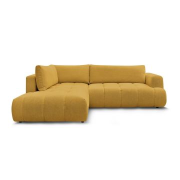 Colțar galben muștar extensibil/cu spațiu de depozitare (cu colț pe partea stângă/în formă de ”L”) Fuji – Bobochic Paris