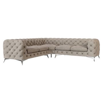 Colțar grej cu tapițerie din catifea Chelsea – Ropez