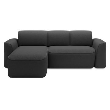 Colțar gri antracit cu tapițerie din țesătură bouclé (cu colț pe partea stângă/cu șezlong) Ume – ELTAP