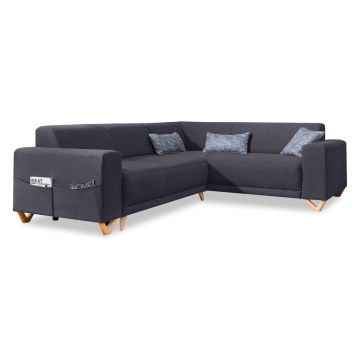 Colțar gri antracit extensibil/cu spațiu de depozitare (cu colț pe partea dreaptă/în formă de ”L”) Classy Sophie – Miuform