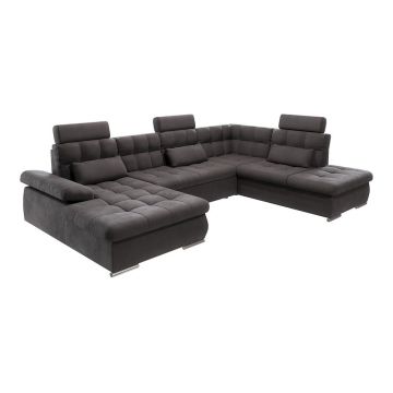 Colțar gri antracit extensibil, cu spațiu de depozitare (cu colț pe partea dreaptă, în formă de 