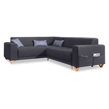 Colțar gri antracit extensibil/cu spațiu de depozitare (cu colț pe partea stângă/în formă de ”L”) Classy Sophie – Miuform