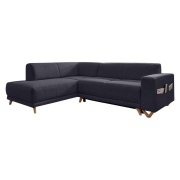 Colțar gri antracit extensibil/cu spațiu de depozitare (cu colț pe partea stângă/în formă de ”L”) Classy Sophie – Miuform