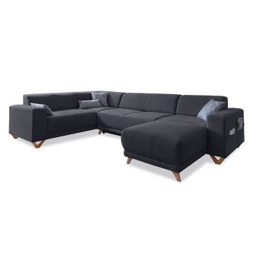 Colțar gri antracit extensibil/cu spațiu de depozitare (cu colț pe partea stângă/în formă de 