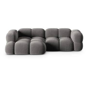 Colțar gri cu tapițerie din catifea (cu colț pe partea stângă/cu șezlong) Loretto – Cosmopolitan Design