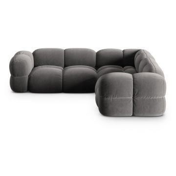 Colțar gri cu tapițerie din catifea Loretto – Cosmopolitan Design