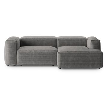 Colțar gri deschis cu tapițerie din catifea reiată (cu colț pe partea dreaptă/cu șezlong) Bergamo – Cosmopolitan Design