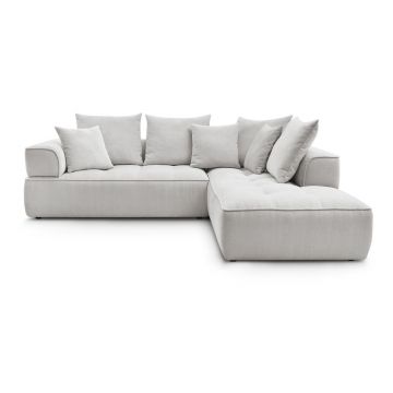 Colțar gri deschis cu tapițerie din chenille (cu colț pe partea dreaptă/în formă de ”L”) Whesley – Bobochic Paris