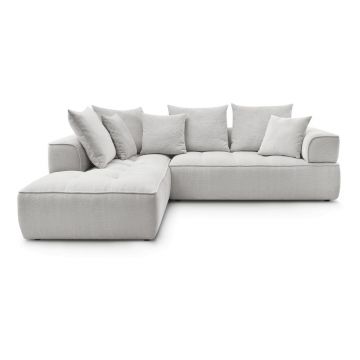 Colțar gri deschis cu tapițerie din chenille (cu colț pe partea stângă/în formă de ”L”) Whesley – Bobochic Paris