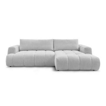 Colțar gri deschis extensibil/cu spațiu de depozitare (cu colț pe partea dreaptă/cu șezlong) Fuji – Bobochic Paris