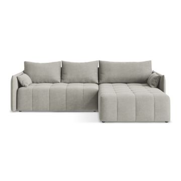 Colțar gri deschis extensibil/cu spațiu de depozitare (cu colț pe partea dreaptă/cu șezlong) Moku – Makamii