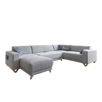 Colțar gri deschis extensibil/cu spațiu de depozitare (cu colț pe partea dreaptă/în formă de 