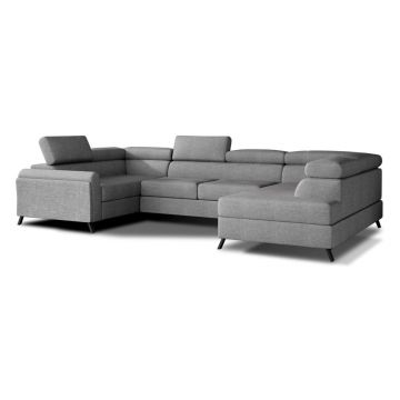 Colțar gri deschis extensibil/cu spațiu de depozitare (cu colț pe partea dreaptă/în formă de 