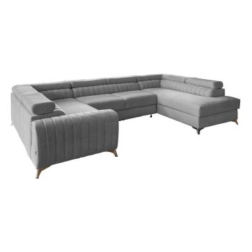 Colțar gri deschis extensibil/cu spațiu de depozitare (cu colț pe partea dreaptă/în formă de 