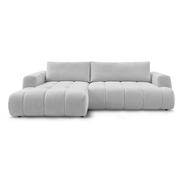 Colțar gri deschis extensibil/cu spațiu de depozitare (cu colț pe partea stângă/cu șezlong) Fuji – Bobochic Paris