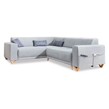 Colțar gri deschis extensibil/cu spațiu de depozitare (cu colț pe partea stângă/în formă de ”L”) Classy Sophie – Miuform