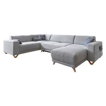 Colțar gri deschis extensibil/cu spațiu de depozitare (cu colț pe partea stângă/în formă de 