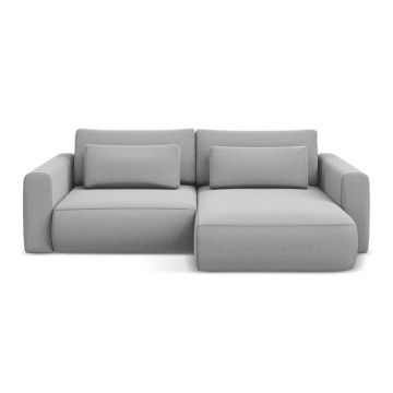 Colțar gri deschis extensibil/cu spațiu de depozitare cu tapițerie din catifea (cu colț pe partea dreaptă/cu șezlong) Kapua – Makamii