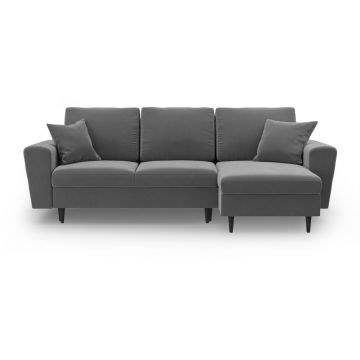 Colțar gri deschis extensibil, cu spațiu de depozitare cu tapițerie din catifea Kyoto – Cosmopolitan Design