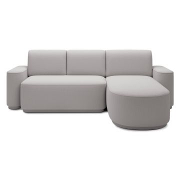 Colțar gri deschis extensibil/cu spațiu de depozitare cu tapițerie din chenille (cu colț pe partea dreaptă/cu șezlong) Aurumm – ELTAP